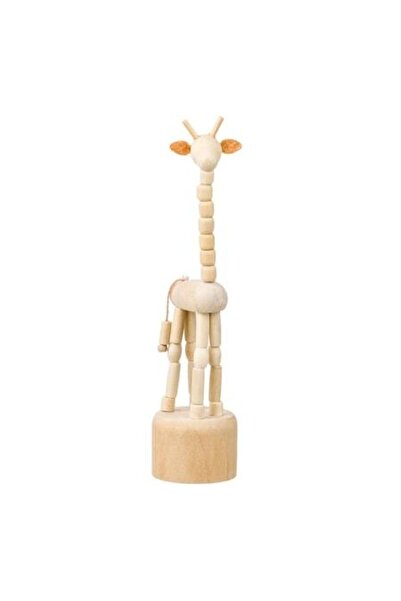 SHOPIENS Girafă educativă din lemn cu bază rotundă și buton de control, 18 cm...