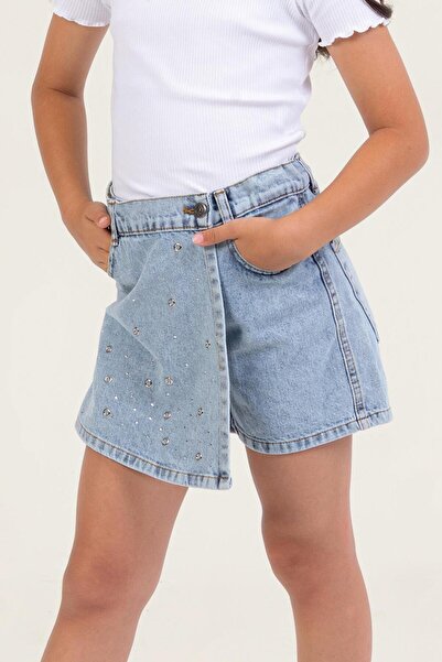 RAPAPA Girl's Blue Denim Shorts Skirt -0708