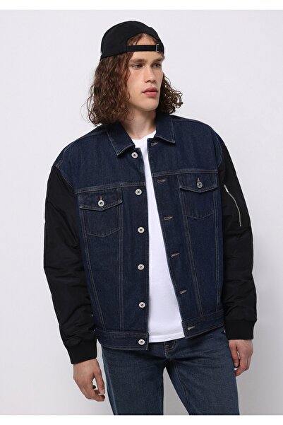 Colin's Oversize Fit Düğmeli Astarsız Erkek Koyu Mavi Ceket