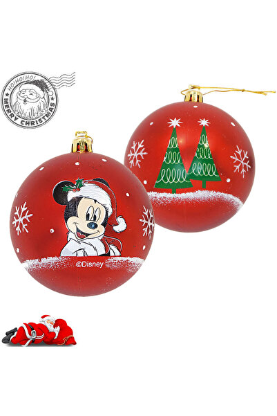 Mickey Mouse Set of 6 8cm red Christmas balls