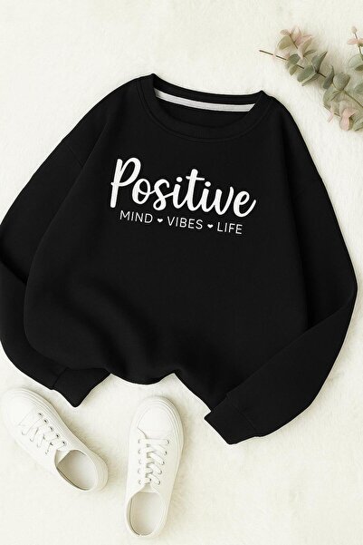 BENROMA 3-слойна памучна унисекс детска блуза с позитивен принт