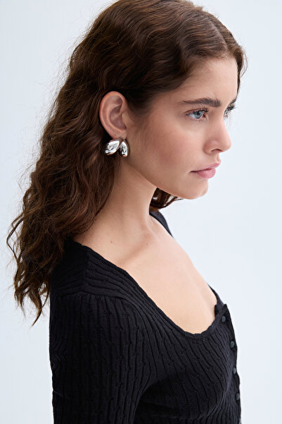 Mudo Open Collar Buttoned Short Sleeve Knitwear Sweater