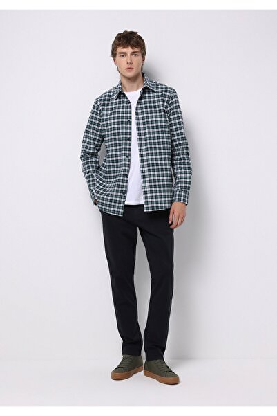 Colin's Regular Fit Shirt Neck Ekoseli Erkek Yeşil Uzun Kol Gömlek