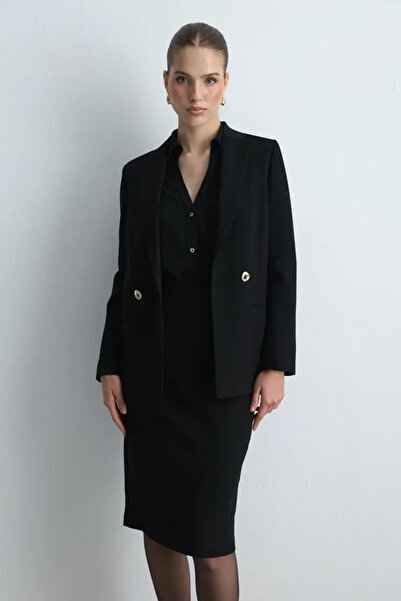 Gusto Krep Blazer Ceket - Siyah