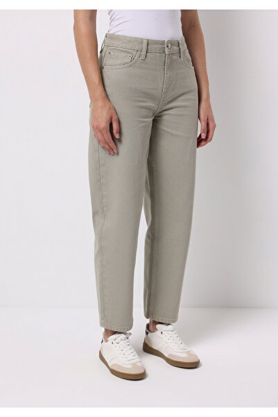 Colin's Barrel Fit Yüksel Bel Düz Paça Kadın Yeşil Pantolon