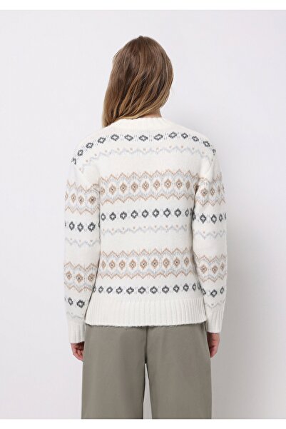 Colin's Regular Fit Round Neck Printed Women's Multi-Colored Sweater