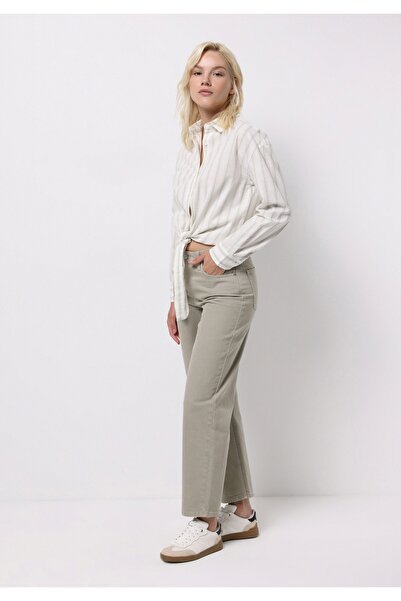 Colin's Barrel Fit Yüksel Bel Düz Paça Kadın Yeşil Pantolon