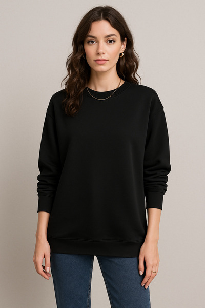 Rich Women's Black Crew Neck Oversize Sweatshirt