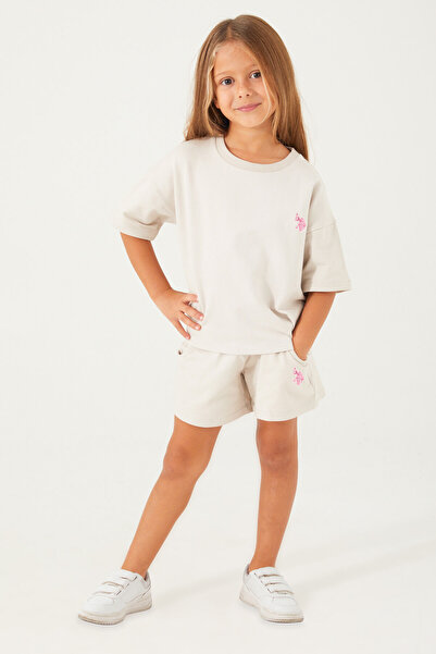 U.S. Polo Assn. Kız Çocuk Kahverengi Şort Takım