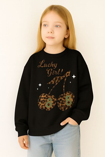 BENROMA Hanorac pentru copii unisex cu imprimeu de cireșe, din bumbac pieptăn...