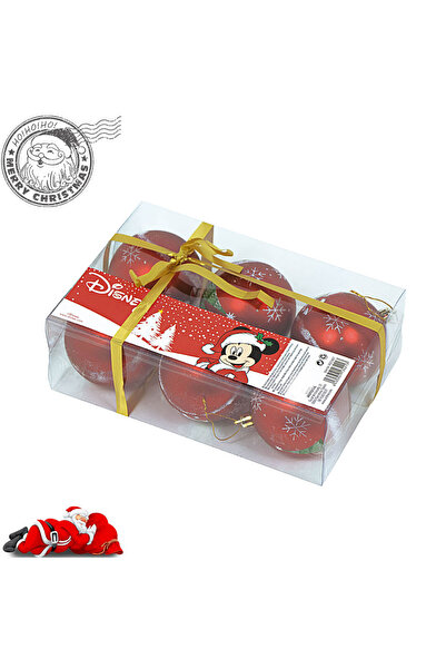 Mickey Mouse Set of 6 8cm red Christmas balls