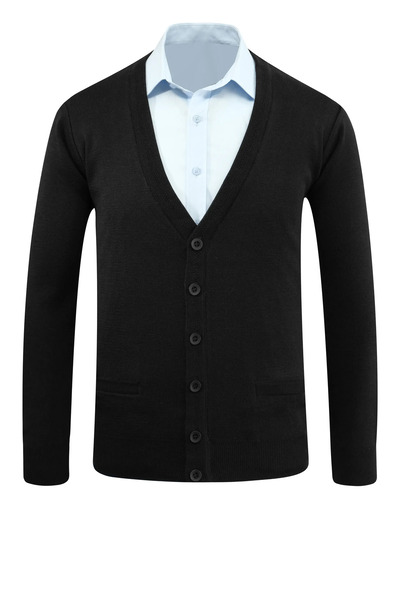 Çizgi Triko Men's Plus Size Buttoned Cardigan with Pockets Solid Color Steel Knit Classic Fit - 5200Mb