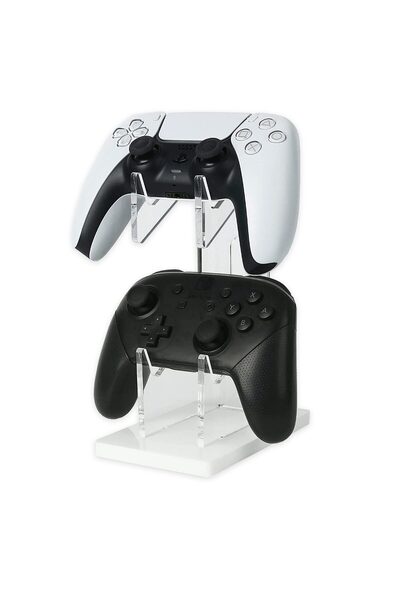 PadForce Suport pentru controler compatibil cu Xbox, PS5, PS4, Switch, căști, organizator de cablu, 2 sloturi - Alb