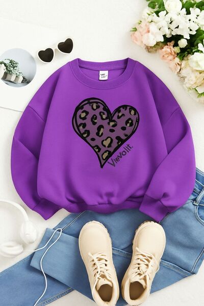 DM DOLCE MORE SWEAT UNISEX PENTRU COPII CU IMPRIMARE IN FORMA DE INIMĂ DE LEO...