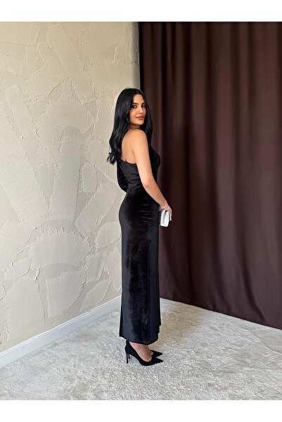 Vaveyy Tek Omuzlu Taş Askılı Elbise