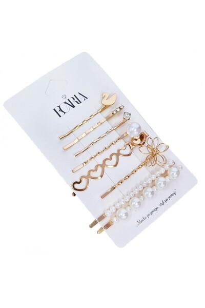 ECARLA Set agrafe aurii - Set de 8 agrafe elegante aurii