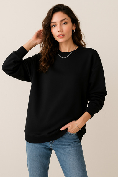 Rich Women's Black Crew Neck Oversize Sweatshirt