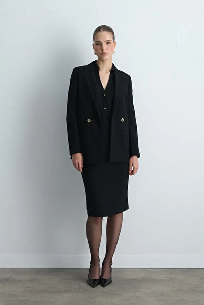 Gusto Krep Blazer Ceket - Siyah