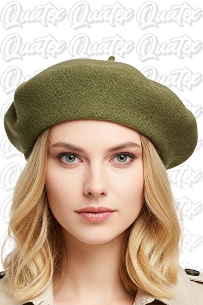 QUATEX Felt Fabric Painter Hat Beret - Khaki 100% Felt Fabric Unisex Model