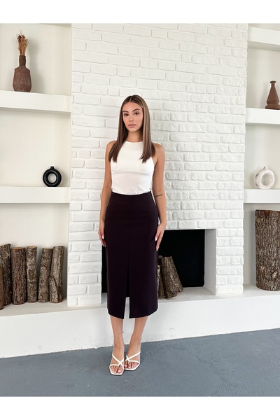 Femistik Women's Midi Length Premium Purple Pencil Skirt