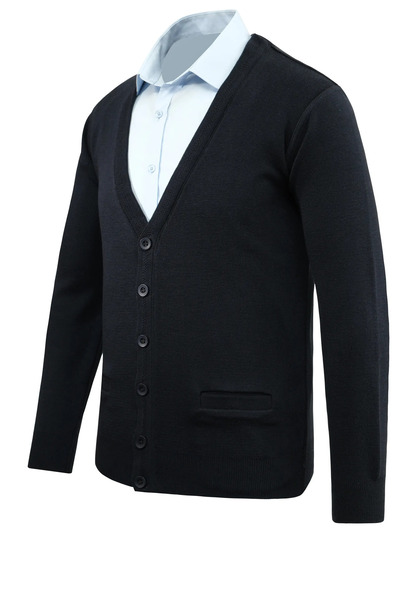 Çizgi Triko Men's Plus Size Buttoned Cardigan with Pockets Solid Color Steel Knit Classic Fit - 5200Mb