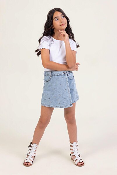 RAPAPA Girl's Blue Denim Shorts Skirt -0708