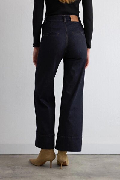 Gusto Denim Wide Leg Pantolon - Lacivert