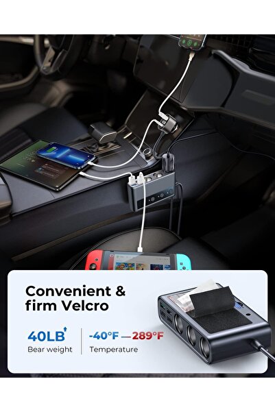 Joyroom 9-in-1 154W Car Charger Adapter (PD & QC3.0, 12V/24V, Independent Switches)