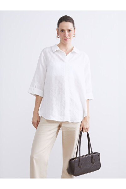 LC Waikiki Λαμπερές επιλογές από το Shining Store |   Πουκάμισο με ριγέ γιακά oversized Μπλούζα