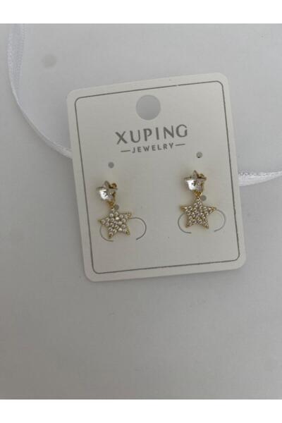 marsel aksesuar Xuping Mini Boy Star Figure Zircon Stone Detail Gold Earrings