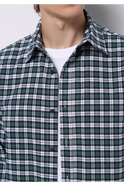 Colin's Regular Fit Shirt Neck Ekoseli Erkek Yeşil Uzun Kol Gömlek