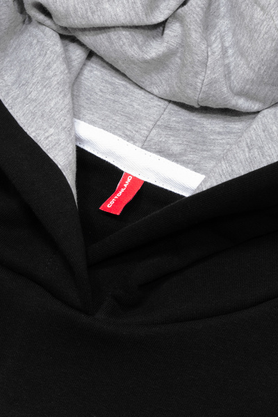 Cottonland Unisex Campus Three Thread Hooded Sweatshirt with Front Pocket Without Print Black