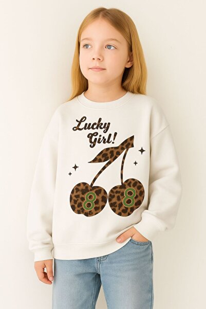 E-ROMA Hanorac pentru copii unisex cu imprimeu de cireșe, din bumbac pieptăna...