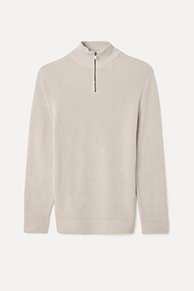 Mudo Zipped Standing Collar Knitwear Sweater