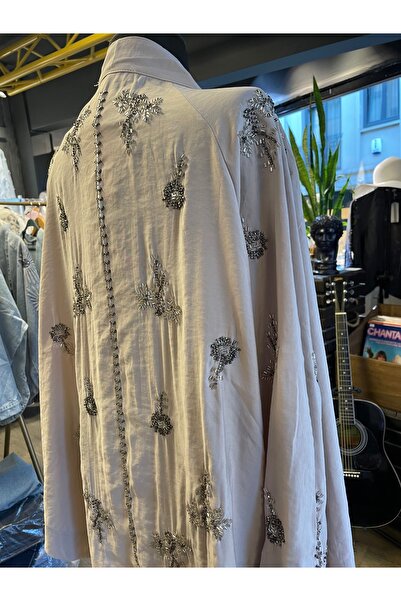 Forever Women's Stone Embroidered Long Sleeve Cotton Kimono