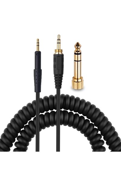 PadForce Cablu audio pentru căști Sennheiser HD6 mix, HD7, HD8 DJ, adaptor 6,35 mm, spiralat, lungime 1,20 - 5 m