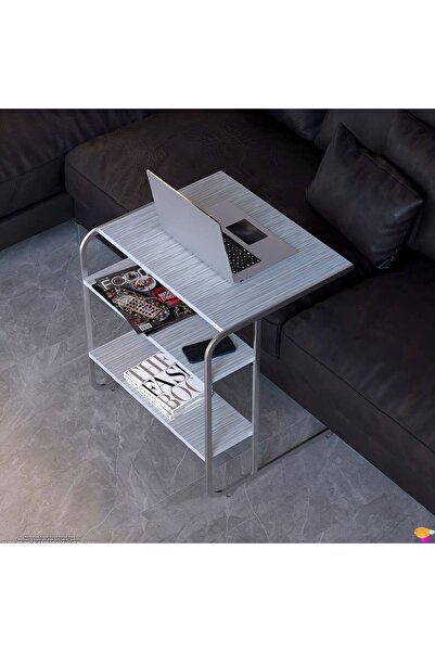 Modilayn C Yan Sehpa Geniş Boy Tekerlekli Çalışma, Atıştırmalık, Yemek, Lapto...