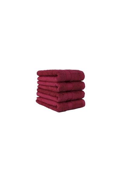 OEM Set 4 Hand Towels, Cotton, Bordeaux, 50 x 100 cm