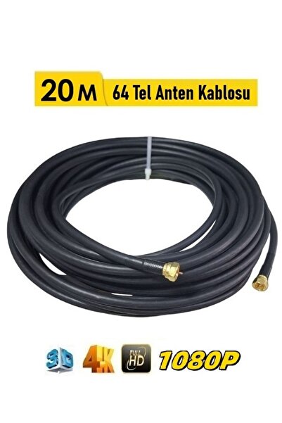 Vwin 20 Metre Rg6/U4 Gold Uçlu 64 Tel Hazır Uydu Anten Kablosu “Tak Çalıştır”...