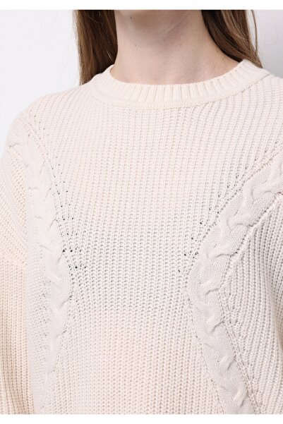 Colin's Regular Fit Yuvarlak Yaka Düz Kadın Ekru Kazak