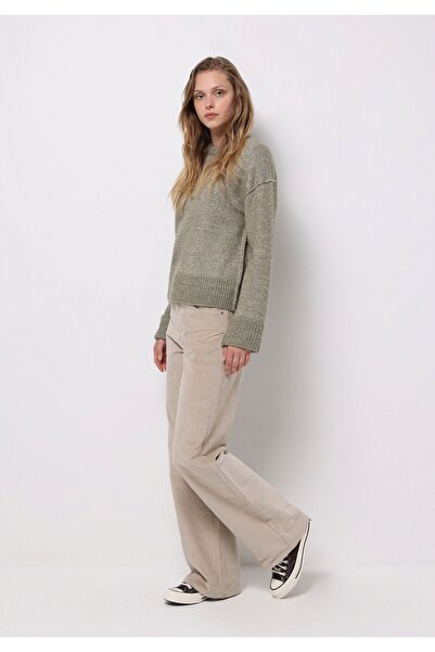 Colin's Regular Fit Yuvarlak Yaka Düz Kadın Yeşil Kazak