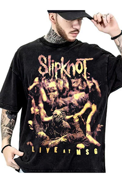 Chirkef Unisex Black Oversize Washed 100% Cotton Back Printed Crew Neck Stree...