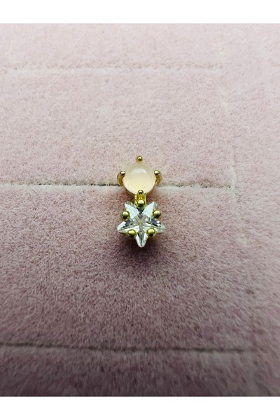 Cerrahi Çelik Yıldız Modelli Zirkon Taşlı Tragus Kıkırdak Piercing 8mm