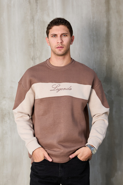 No Way Ανδρικό φούτερ με λαιμόκοψη διπλό χρώμα επένδυση fleece