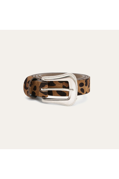 Mudo Genuine Leather Leopard Printed Belt