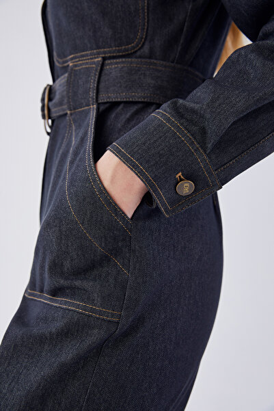 IDYL Denim Jumpsuit with Belt and Zipper