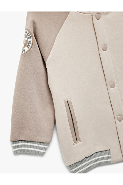 Koton Uzun Reglan Kol Cep Detaylı Renk Bloklu Şardonlu Ceket