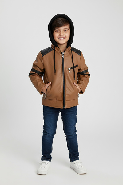 Go Veform piele artificială cu glugă detașabilă din bumbac pieptănat