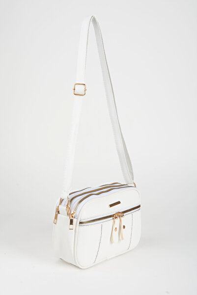 H&D COLLECTİON حقيبة يد وكتف نسائية ذات 4 أقسام من الجلد الصناعي باللون الأبيض السنجاب المتوسطة الحجم