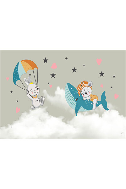 VIODESIGN Children's photo wallpaper Bunny and Teddy Bear, self-adhesive, 120x200 cm